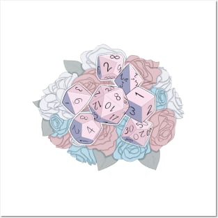 Pink, Blue & White Flower Dice Posters and Art